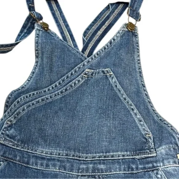 Free People V-neck Cross back Bib Relaxed Overalls Straight Leg Size 25 - Picture 4 of 13